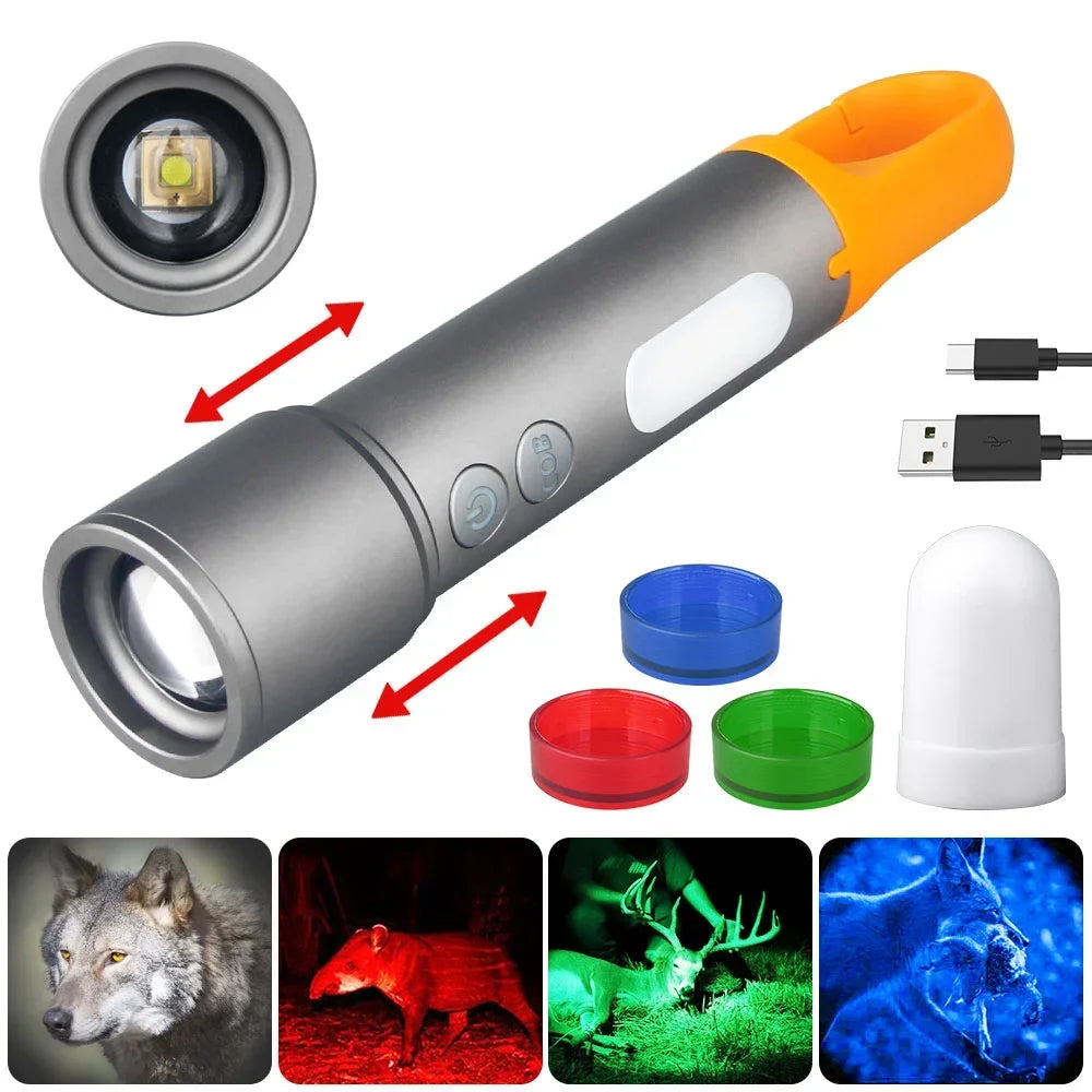 LAMPE TORCHE RECHARGEABLE MULTIFONCTION 5 EN 1 - VOTRE ALLIÉE POUR TOUTES LES SITUATIONS !